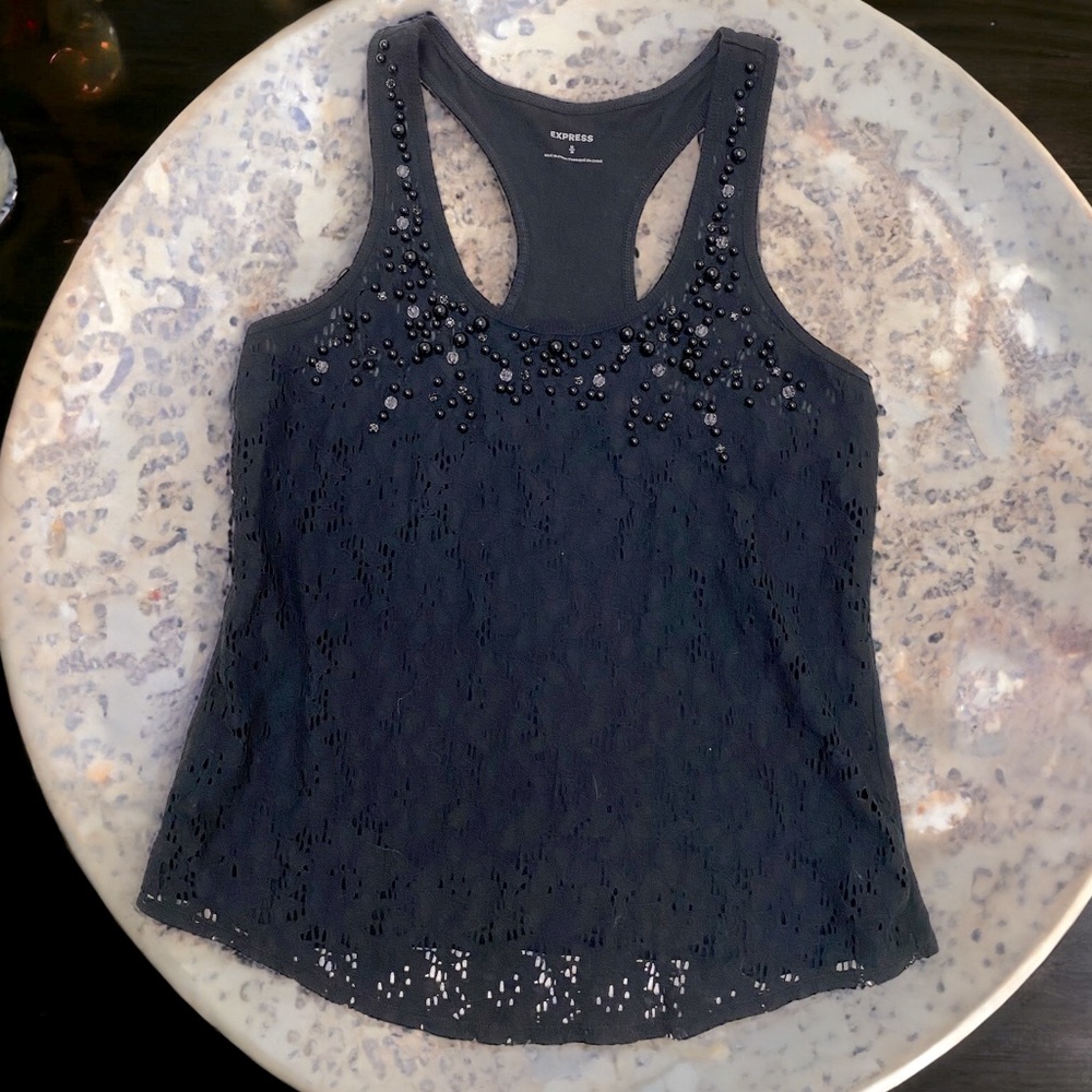 Express Lace Lined Beaded Size Medium Tank Top